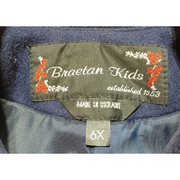 VTG Braeton Kids Girls Wool Coat Velvet Trim Bow Accents 6X Heirloom Victorian - Picture 3 of 6